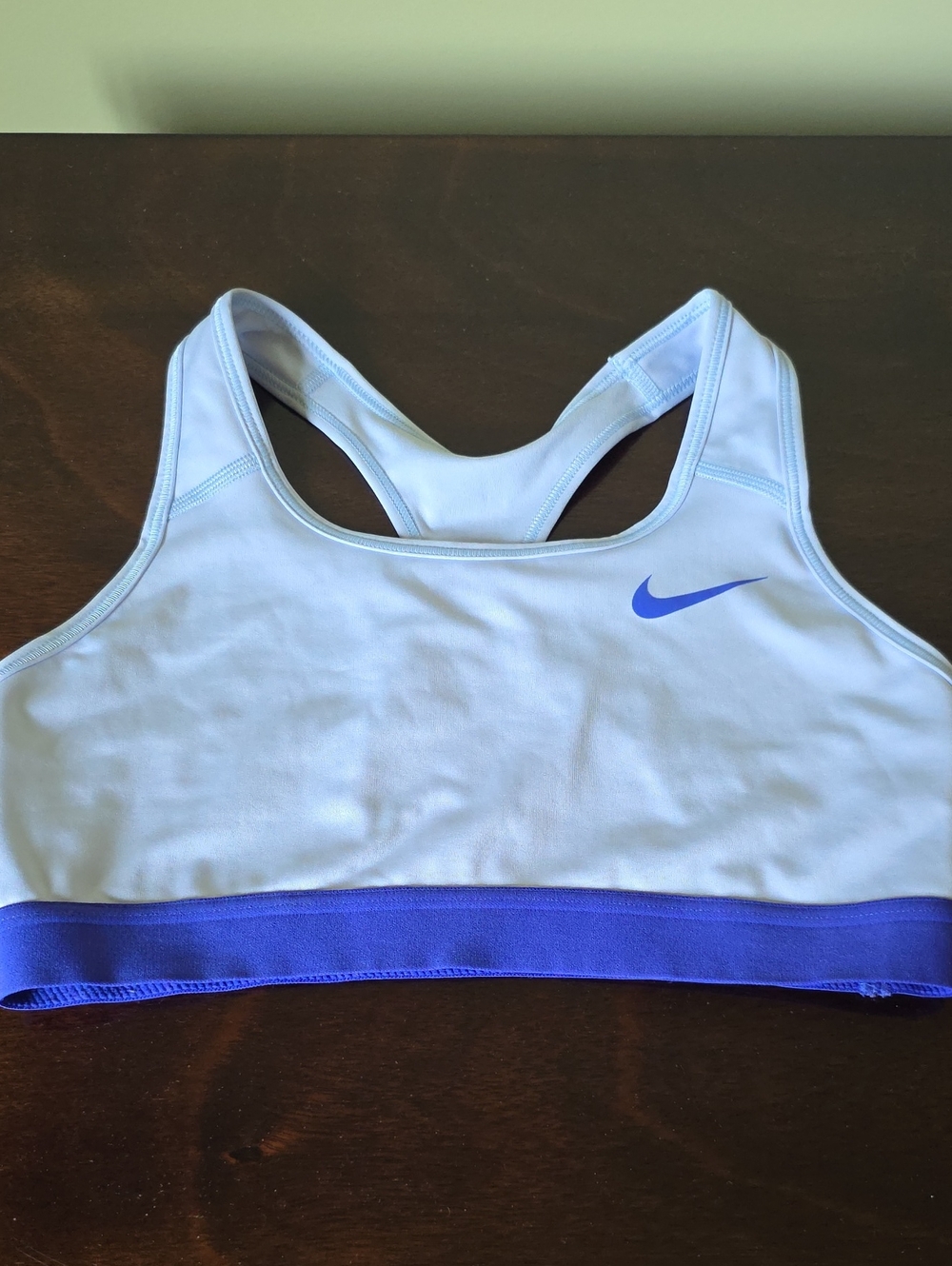 EUC Nike Light Blue Dri-Fit Sports Bra with Dark Blue Band and Swoosh